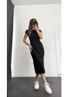 Adelina Kuşaklı Elbise - Siyah