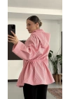 Aiza Çizgili Ceket | Yağmurluk - Kırmızı