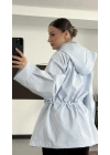 Aiza Çizgili Ceket | Yağmurluk - Mavi