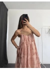 Aksesuar Yakalı Elbise - Pembe