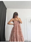 Aksesuar Yakalı Elbise - Pembe