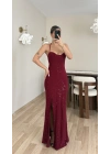 Alina Parıltılı Elbise - Bordo