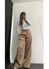 Alita Saten Palazzo Pantolon - Bej