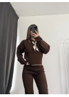Amanda Fular Detay Triko Takım - Kahve