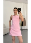 Amber Keten Elbise - Pembe