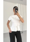 Amelia Kuşaklı Bluz - Beyaz