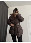 Amor Kürklü Şişme Mont - Kahve