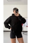 Angel Taşlı Sweatshirt - Siyah