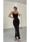 Angela Askılı Elbise - Siyah