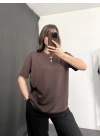 April Oversize Modal Tshirt - Kahve
