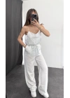Arianna Keten Pantolon - Beyaz