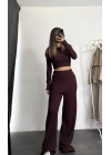 Ariel Basic Crop Takım - Bordo