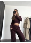 Ariel Basic Crop Takım - Bordo