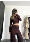 Ariel Basic Crop Takım - Bordo