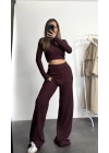 Ariel Basic Crop Takım - Bordo