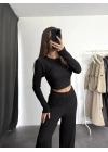 Ariel Basic Crop Takım - Siyah
