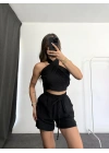 Aura Çapraz Yaka Takım - Siyah
