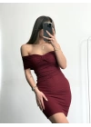 Ava Madonna Elbise - Bordo