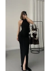 Avery Halter Yaka Elbise - Siyah