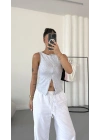 Avice Fermuarlı Crop - Gri