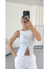 Avice Fermuarlı Crop - Gri