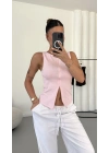 Avice Fermuarlı Crop - Pembe