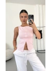 Avice Fermuarlı Crop - Pembe