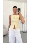 Avice Fermuarlı Crop - Sarı