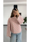 Basic Çizgili Tshirt- Kırmızı