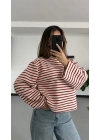 Basic Çizgili Tshirt- Kırmızı