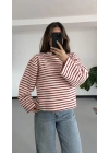 Basic Çizgili Tshirt- Kırmızı
