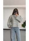 Basic Çizgili Tshirt- Siyah