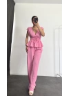 Bel Büzgülü Takım - Pembe