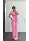 Bel Büzgülü Takım - Pembe