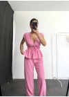 Bel Büzgülü Takım - Pembe