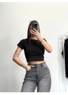 Bella Basic Crop - Siyah