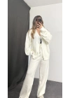 Belly Fiyonklu Triko Takım - Beyaz