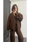 Belly Fiyonklu Triko Takım - Kahve