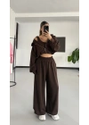 Belma Stoperli Üçlü Takım - Kahve
