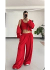 Belma Stoperli Üçlü Takım - Kırmızı