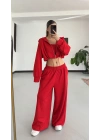 Belma Stoperli Üçlü Takım - Kırmızı
