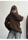 Berry Oversize Triko Kazak - Kahve