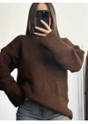 Berry Oversize Triko Kazak - Kahve