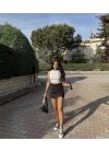 Bisiklet Yaka Crop- Beyaz
