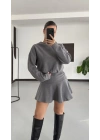 Blair Drapeli Mini Elbise - Antrasit