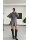 Blair Drapeli Mini Elbise - Antrasit