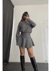 Blair Drapeli Mini Elbise - Antrasit