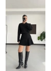 Blair Drapeli Mini Elbise - Siyah