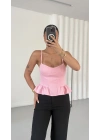 Bond Askılı Crop - Pembe