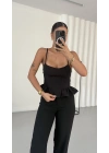 Bond Askılı Crop - Siyah